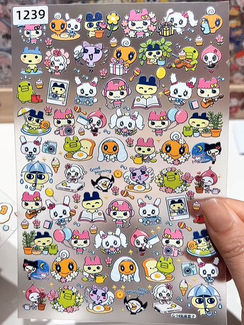 Bandai Model Tamagotchi - Stiker Tamagotchi Embossed Baru Tahan Air,