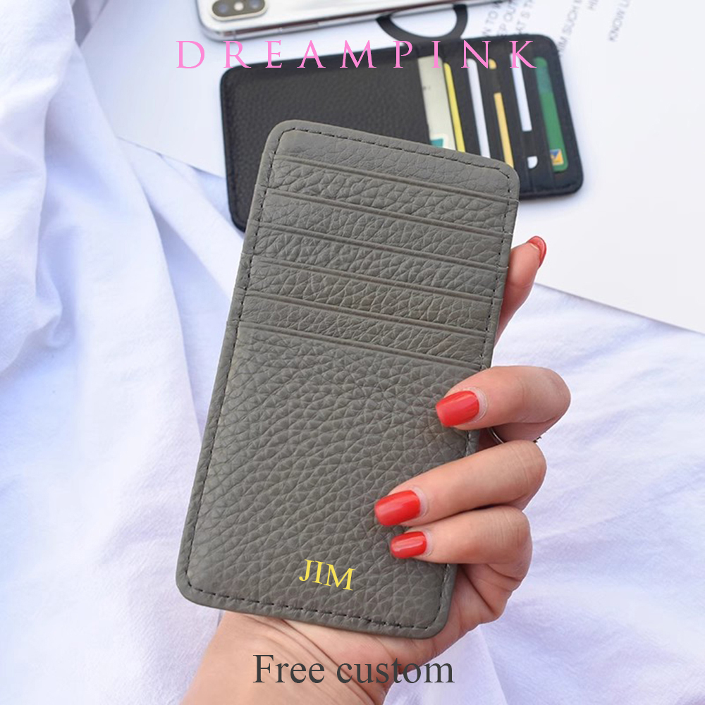 Card Top Loader - Dompet kulit sapi inisial nama kustom